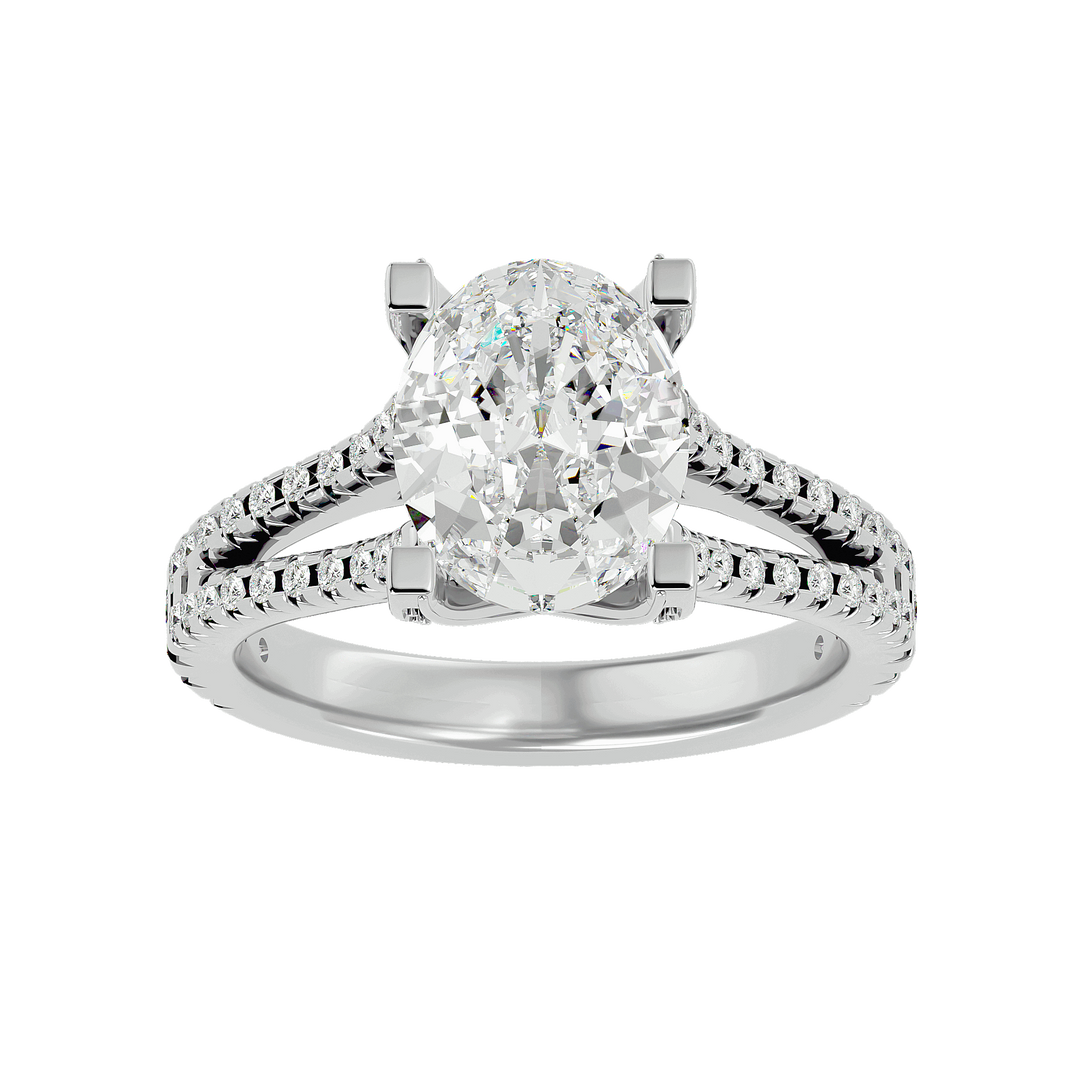 Coco 2.4ct Oval Side Stone Lab Diamond Ring