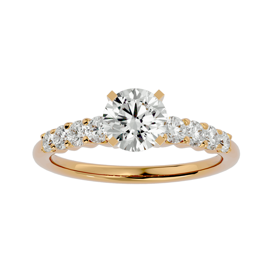 Lana 1.10ct Round Side Stone Lab Diamond Ring