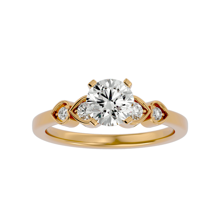 Adya 1.1ct Round Side Stone Lab Diamond Ring