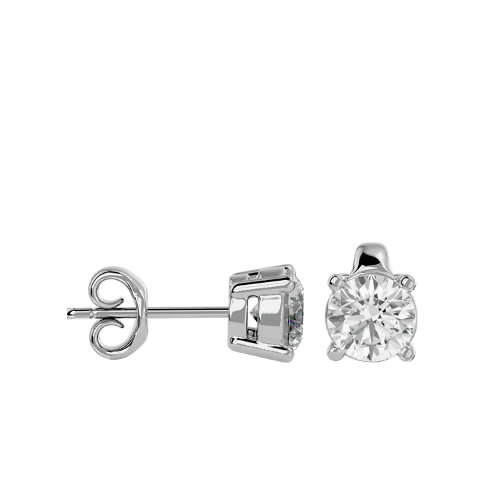 Omega 0.90ct Round Lab Diamond Solitaire Stud Earrings