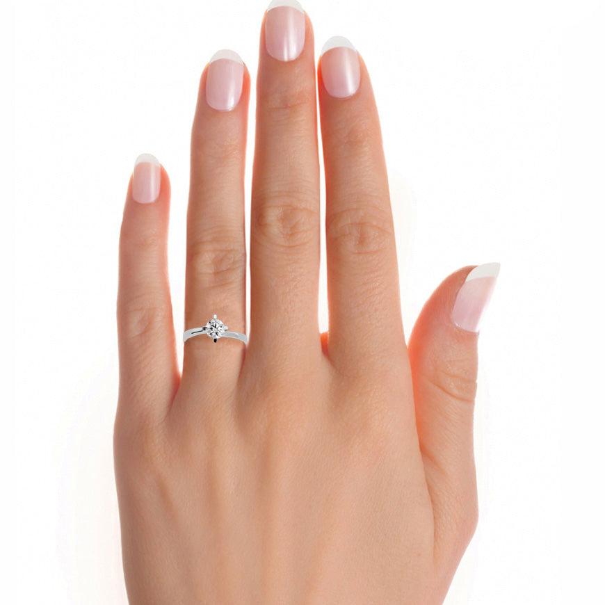 Aria 1.1ct Round Solitaire Lab Diamond Ring In Hand